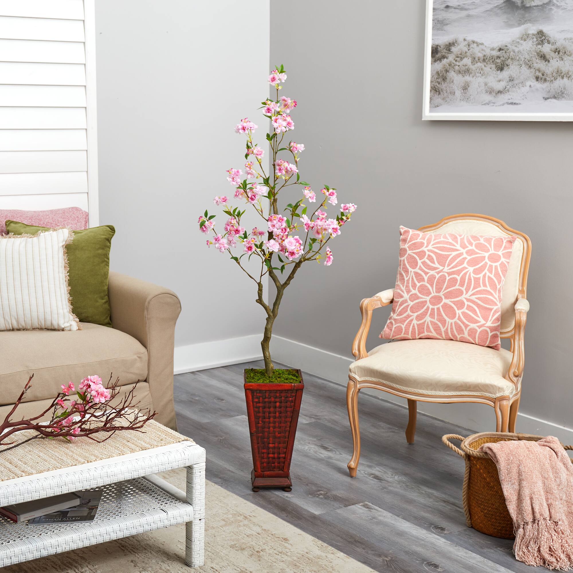 5ft. Cherry Blossom Tree in Decorative Planter